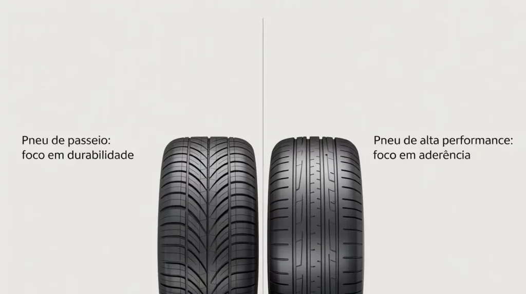 Pneus de passeio vs. pneus de alta performance