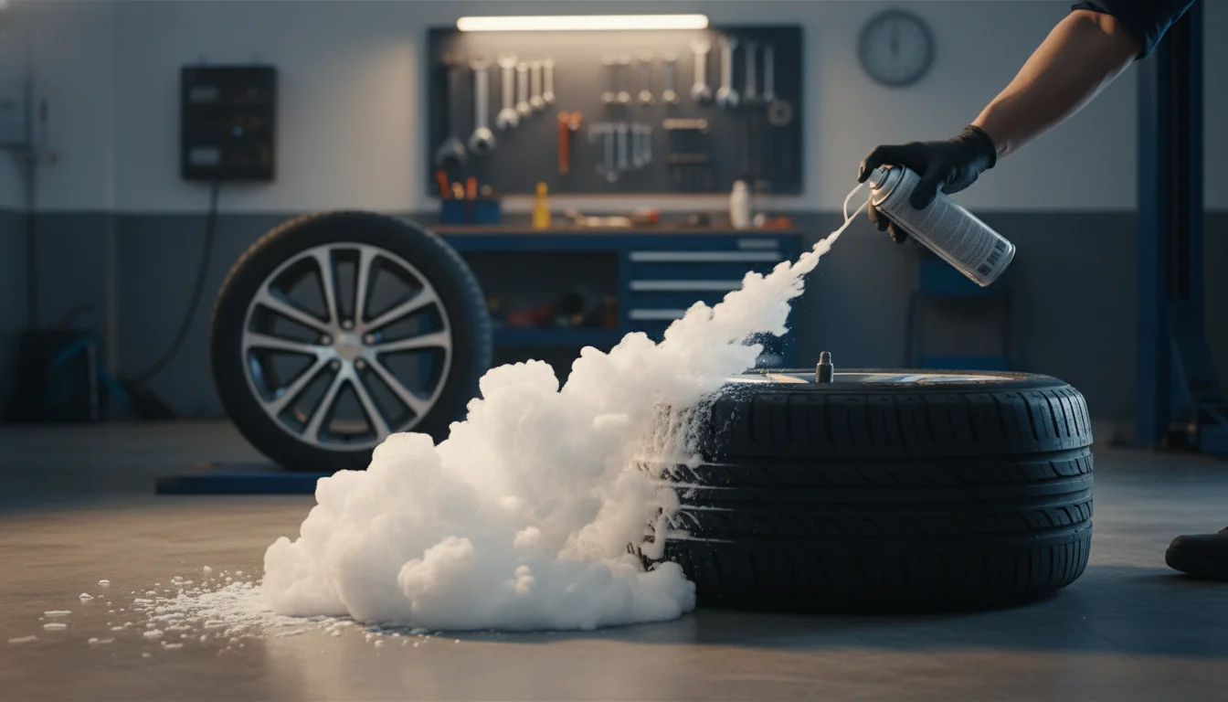 reparador de pneu spray funciona - Imagem de destaque: Reparador de Pneu Spray Funciona? A Verdade Técnica, Riscos e Guia Definitivo